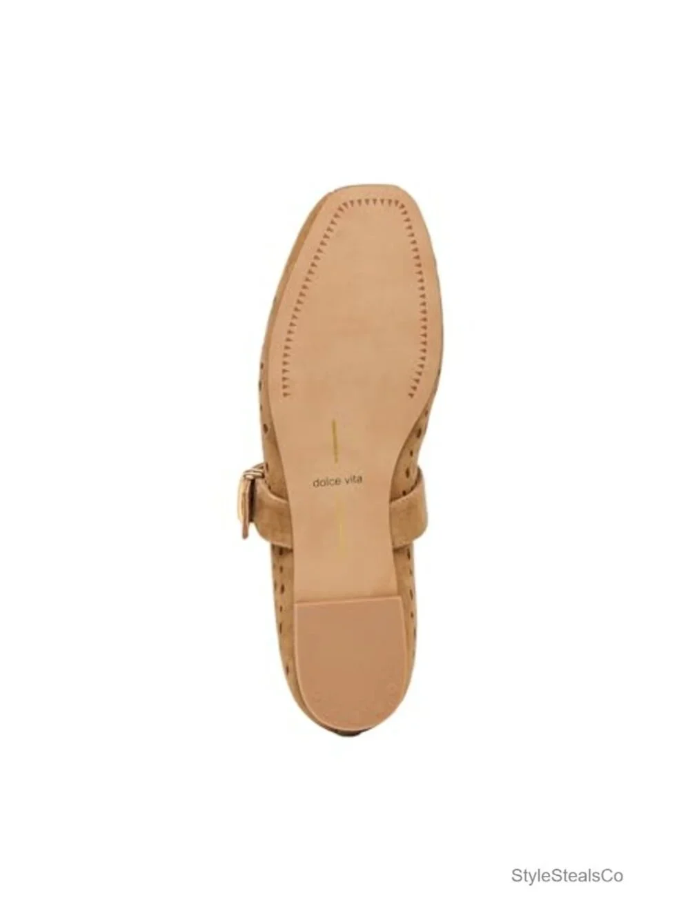 Suede Round Toe Ballet Flats with Buckle Strap